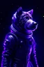 Placeholder: a dark purple head dog in space suits, surrealism, retro space, full body, volumetric light, cinematic lightning, cgi rendering, unreal, trending Artstation, ultra detailed, intricate