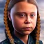 Placeholder:  Greta Thunberg native american chief ,apocalypse setting,