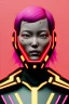 Placeholder: MCU Portrait, Front image. cyberpunk Asian woman, pink short hair. Ceramic, rabbit mask. latex suit. Red, black, gold, color. Punk style, minimal details. highly detailed, concept art, smooth, unreal engine 5, god rays, ray tracing, RTX, lumen lighting, ultra detail, volumetric lighting, 3d, finely drawn, high definition, high resolution.