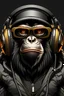 Placeholder: Portrait of a gorilla with headset, sunglasses and black jacket