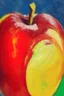 Placeholder: Abstract impasto oil painting of an apple
