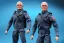 Placeholder: Box of Mike pence g.i. joe toy figure With a Laser gun space force Blue fabric uniform, fluorescent orange, whole body wide view, black boots full body packaging feet