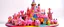 Placeholder: A light pink magical woolly town made out of toys designed in Kuna Molas painted by Joan Miro
