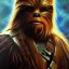 Placeholder: photorealistic and intricate portrait of chewbacca in star wars by Arthur Hughes, wearing beskar armor, deep dark colors, hyperdetailed, 32K, oil on canvas,