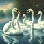 Placeholder: Seven swans swimming on a lake