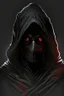 Placeholder: Dark warrior, black robe, not visible face, comic style, red eyes