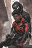 Placeholder: miles morales with venom symbiote in solo leveling shadow artstyle, cyberpunk them, intricate details, highly detailed, high details, detailed portrait, masterpiece,ultra detailed,best quality