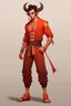 Placeholder: Full Body, Male Tiefling, monk, street outfit like Goku, boxer pose, no horns