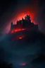 Placeholder: A fortress on fire surrounded by burning flames the night sky turned red from the smoke and fire