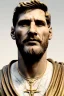 Placeholder: Realistic image, Roman sculpture made in white marble with gold veins, Lionel messi with gold laurel leaves crown, decorative star on the chest, waist up portrait,marble material, gold ornaments, Renaissance style, sun rays background, epic, celestial, cinematic lighting, God lights, 4k resolution, smooth details, soft lighting, unreal engine 5, art station, substance 3d.