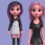 Placeholder: full length clean art NFT,of super cute girl in black leather, soft pastel gradients, high definition, blender 3d