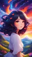 Placeholder: "Imagine and create a breathtaking illustration showcasing an adorable and beautiful anime girl with volcanic hair, big glowing eyes, set against a backdrop of a magical land filled with vivid colors, evoking a sense of wonder, imagination, and fantasy that invites viewers to escape into a world of dreams and enchantment through the art of illustration."