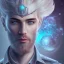 Placeholder: portrait bel homme, visage , prince , grands yeux bleus, fantasy, bleu et rose