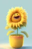 Placeholder: Cheery and cute sunflower in a pot avatar full body in fluffy material