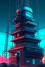 Placeholder: cyberpunk retro futuristic radio communication tower