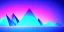 Placeholder: 3d rendering. Abstract futuristic neon background. Fantastic landscape with glowing geometric triangular frame and mountains