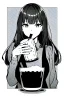 Placeholder: girl drinking a beer, line arts, greyscale