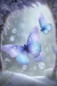 Placeholder: Lavender and light blue butterflies and bubbles in the snow