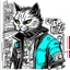 Placeholder: Dibujo de un Cat punk con chaqueta estilo grafiti NFT