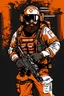 Placeholder: bearded gamer tactical paramedic orange background