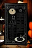 Placeholder: vintage cafe menu, Halloween, black cat