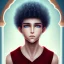 Placeholder: beautiful 12 year old arabic boy with curly hair and light blue eyes