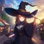 Placeholder:  streetMarket, cute witch, top of hill,