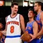 Placeholder: three Australian men kissing eachother in New york Knicks jerseys