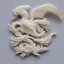 Placeholder: ivory brooch of a chinese phoenix, opalescent marble carving, decorative design, classical ornament, highly ornate, highly intricate, highly detailed etching, marble carving, warm lighting, linen backdrop