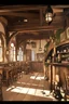 Placeholder: People sitting around tables in a medieval tavern