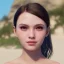 Placeholder: girl look beautiful wear swimsuit in beach full body, close-up, short hair, smile, 8k ,rtx ,eyebrows like serious,facing left, hyper realistis