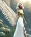 Placeholder: subtle queen, atmospheric, realistic, unreal engine, cinematic lighting, octane render, transparent long dress, blonde, full body, bright wings, smile, long hair