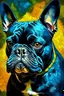 Placeholder: portrait of a black french bull dog by van gogh