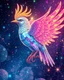 Placeholder: Lowbrow pop surrealism hallucinogenic holographic sparkle glitter reflections bird of majestic beauty and glory