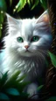 Placeholder: White baby cat , Hiding In Fluffy Thick Pine Branches, Full-Back Hood Fur, Mother Of Pearl, Caricature, Realism, Beautiful, Delicate Shades, Sweetness, Lights, Intricate, CGI, Art Botanical, Animal Art, Art Decor, Realism, 4k, Detailed Drawing, Depth Of Field, Digital Painting, Computer Graphics, Raw Foto, HDR