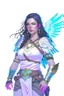 Placeholder: female aasimar barbarian half body shot dnd character