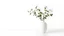 Placeholder: "A minimalist and elegant scene featuring a white vase with delicate green leaves and white flowers arranged in a simple, modern style. The vase is placed on a clean, white surface against a plain white background, creating a serene and peaceful atmosphere. The composition emphasizes simplicity and elegance, perfect for a modern interior design aesthetic. The image is ideal for showcasing minimalist decor, home styling, or floral arrangement in a contemporary setting."