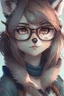 Placeholder: anime racoon girl whit glasses