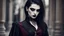 Placeholder: vampire goth fashion, women and men in pale face, black make up, black hair, long pointed dark nails, goth clothes and jewelry, black, silver, gold, burgundy fashion colors, High detailed, sharp focus, looking at the camera, cinematic, masterpiece, high realistic, fashion photo