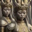 Placeholder: statue 3D japanese viking Girl silver, Thai pattern, Thai dress, detailed pattern, pattern, template, prototype, weaving gold 4k silver face wing golden eyes