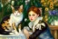 Placeholder: Two cats on a terrace. Auguste Renoir. Perfekt brown eyes with perfect iris.