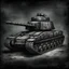 Placeholder: An old German army tank a side view , Hyper Realistic Aerial Grungy Dark-Grey Brush strokes on a dark rustic background with charcoals