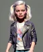 Placeholder: Margot Robbie toddler, full body, sneaker, leather jacket, floral shirt, soft skin, dramatic lighting, hyper realistic