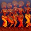 Placeholder: an abstract painting with figures of three African women dancing