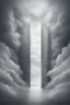 Placeholder: The door to another dimension surrounded with clouds and gray fogs thin fine line draw style