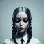 Placeholder: wednesday addams, addams family style, wednesday make up, wednesday dress, wednesday hair, hyper detail, octane render, unreal engine 5, 8k resolation