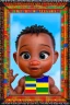 Placeholder: futuristic baby portrait in Kente, rusted clocks eyes, cinematic, scaffolding, ghana flag, african pattern symbols, black star, engraved, 8k quality