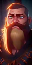 Placeholder: A high detail, high definition, 4k dungeons and dragons character design of a short dwarf male warrior who has a strong build, a thick ginger beard, long ginger hair, and wearing metal plated armor with pauldrons