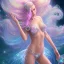 Placeholder: one big crystal glitter pink blue subtle galactic fairy in a galactic ambiance,glitter bikini, long blond hair down to the ground,transparent petals,blue eyes,delicate colors in the foreground, full of details, smooth，soft pink violet light atmosphere, light effect，vaporwave colorful, concept art, smooth, extremely sharp detail, finely tuned detail, ultra high definition, 8 k, unreal engine 5, ultra sharp focus