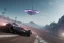 Placeholder: Futuristic formula race car, hovering above track, cyberpunk style